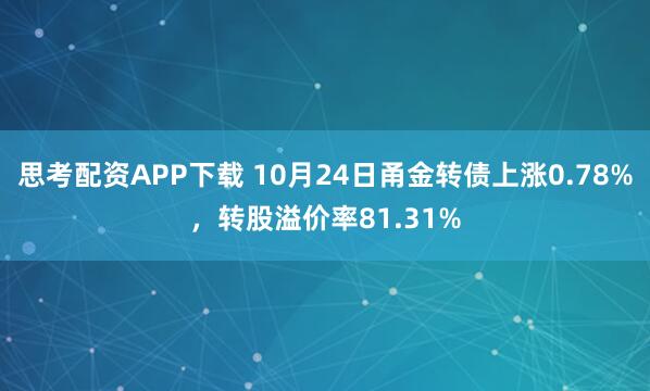 思考配资APP下载 10月24日甬金转债上涨0.78%，转股溢价率81.31%