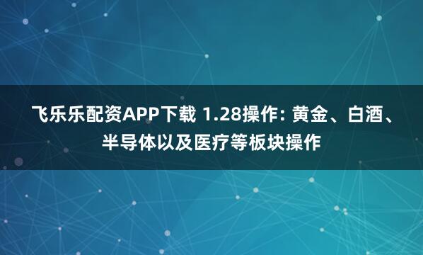 飞乐乐配资APP下载 1.28操作: 黄金、白酒、半导体以及医疗等板块操作
